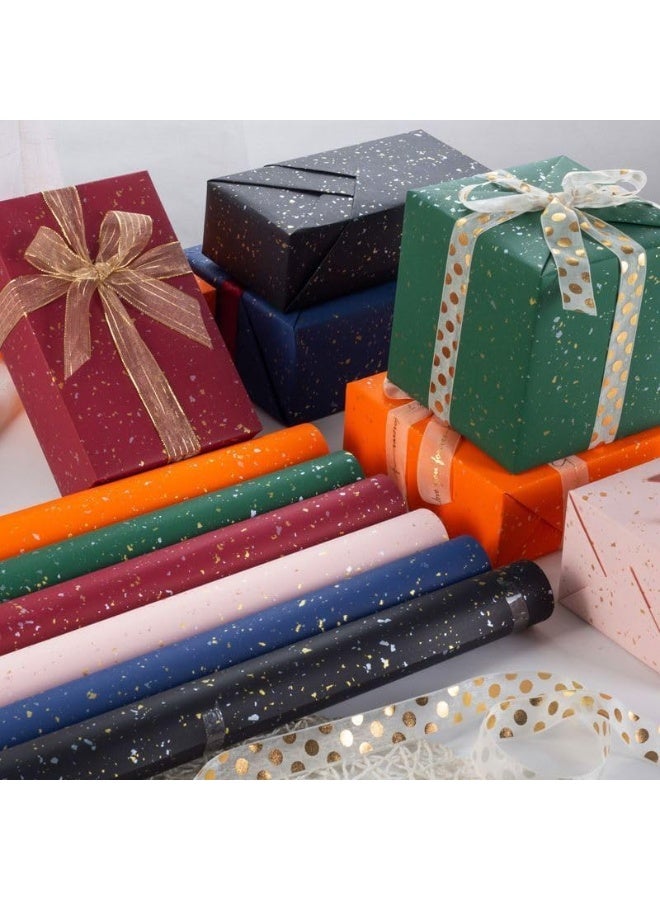 FAYET 6 Rolls Gift Wrapping Paper Set for Birthdays, Holidays, Weddings and Special Occasions, Glitter, Floral, and Solid Designs, 78×54cm Sheets, Premium Thick Recyclable Paper for DIY Decorations and Presents - Image 3